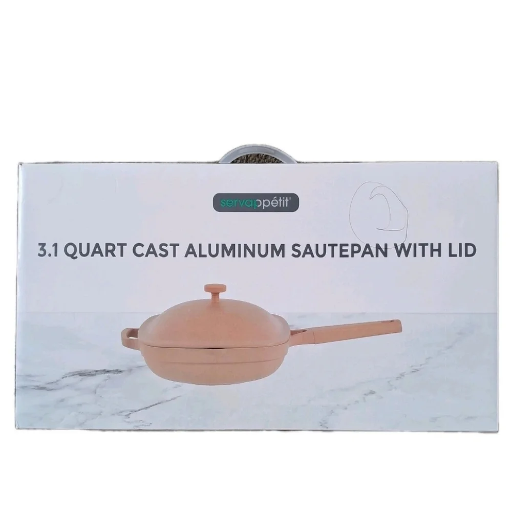 Servappetit 3.1 Qt. Cast Aluminum Sautepan With Lid Salmon Coral Peach Color